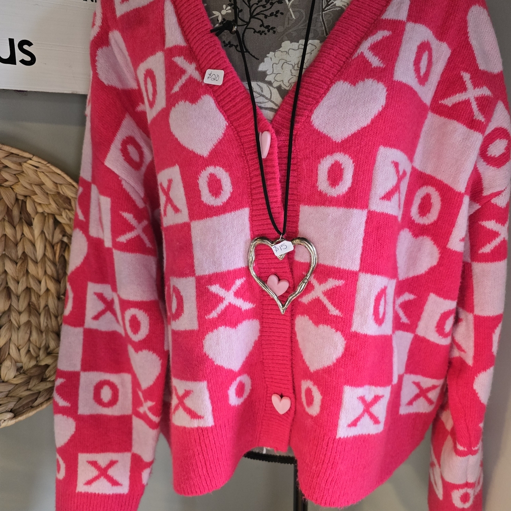 Pink Heart Pattern Button Down Shirt - image 1